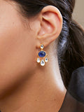 Copper Cubic Zirconia Crystal Emerald Blue Gold Dangler Drop Earring Women