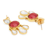 Copper Cubic Zirconia Crystal Ruby Red Gold Dangler Drop Earring Women