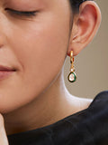 Copper Pear Cut Cubic Zirconia Enamel Green Gold Drop Hoop Earring Women