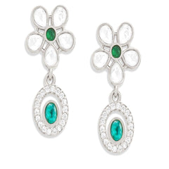Copper Pear Cut Cubic Zirconia Flower Green Gold Dangler Drop Earring Women