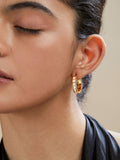Copper Princess Cut Solitaires Cubic Zirconia Gold Hoop Earring For Women