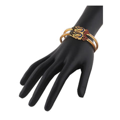 Gold Plated Peacock Eternity American Diamond Meenakari Bangle Pair