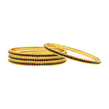  22K Gold Plated Red Maroon Classic Eternity Bangle Set Of 4