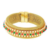 Eternity Pearl Ruby Emerald Gold Cuff Kada Bracelet Bangle Women