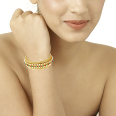 Eternity Pearl Ruby Emerald Gold Cuff Kada Bracelet Bangle Women