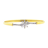 Baguette Flower American Diamond Gold Openable Kada Bangle Bracelet