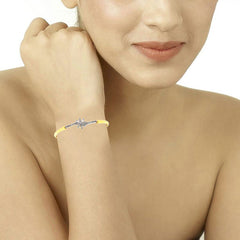 Baguette Flower American Diamond Gold Openable Kada Bangle Bracelet