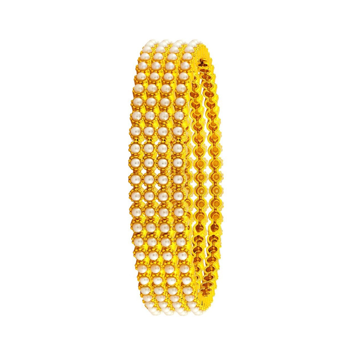 Eternity Pearl 22K Gold Plated Bangle Set Of 4 For Women