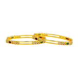 Maroon Green American Diamond Gold Plated Bangle Set Of 2 For Women