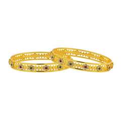 Maroon Green American Diamond Gold Plated Bangle Set Of 2 For Women
