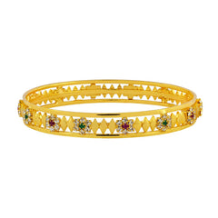 Maroon Green American Diamond Gold Plated Bangle Set Of 2 For Women