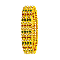 Eternity Pearl Red Green 22K Gold Plated Bangle Set Of 4 For Women
