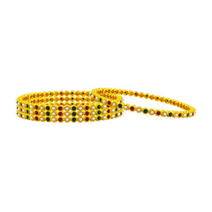 Eternity Pearl Red Green 22K Gold Plated Bangle Set Of 4 For Women