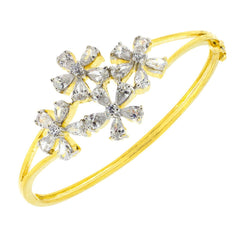 Openable Flower Marquise American Diamond Gold Bangle Bracelet Kada