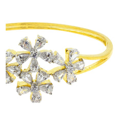 Openable Flower Marquise American Diamond Gold Bangle Bracelet Kada