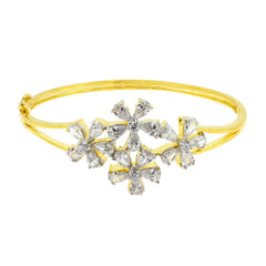 Openable Flower Marquise American Diamond Gold Bangle Bracelet Kada