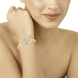 Openable Flower Marquise American Diamond Gold Bangle Bracelet Kada