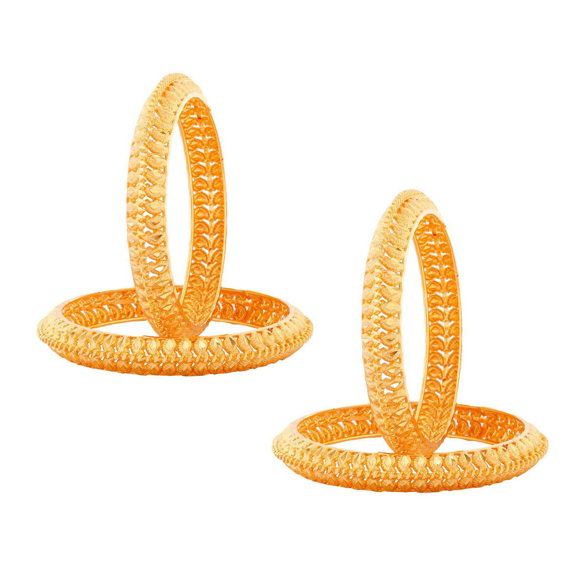Stylish 3D 18K Gold Plated Kada Bangle Set Of 2 (2 Pair) Combo