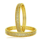 Eternity American Diamond Cz Gold Plated Bangle Set Of 2 (Pair) Women