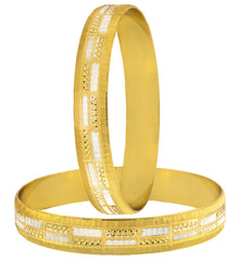 Wedding Designer 22K Gold Silver Metal Chuda Kada Bangle Set Of 2