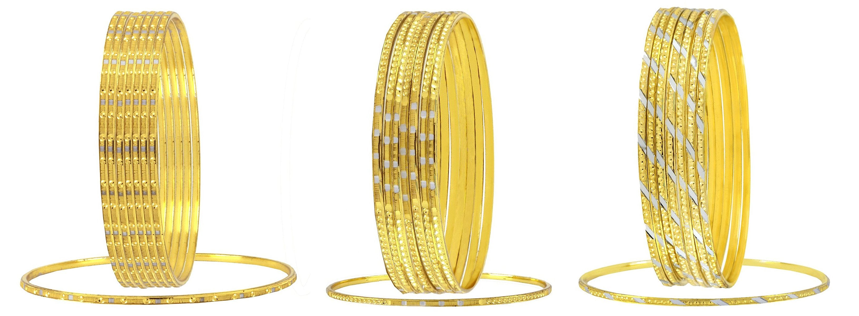 Wedding Designer 22K Gold Silver Metal Chuda Kada Bangle Set Of 8