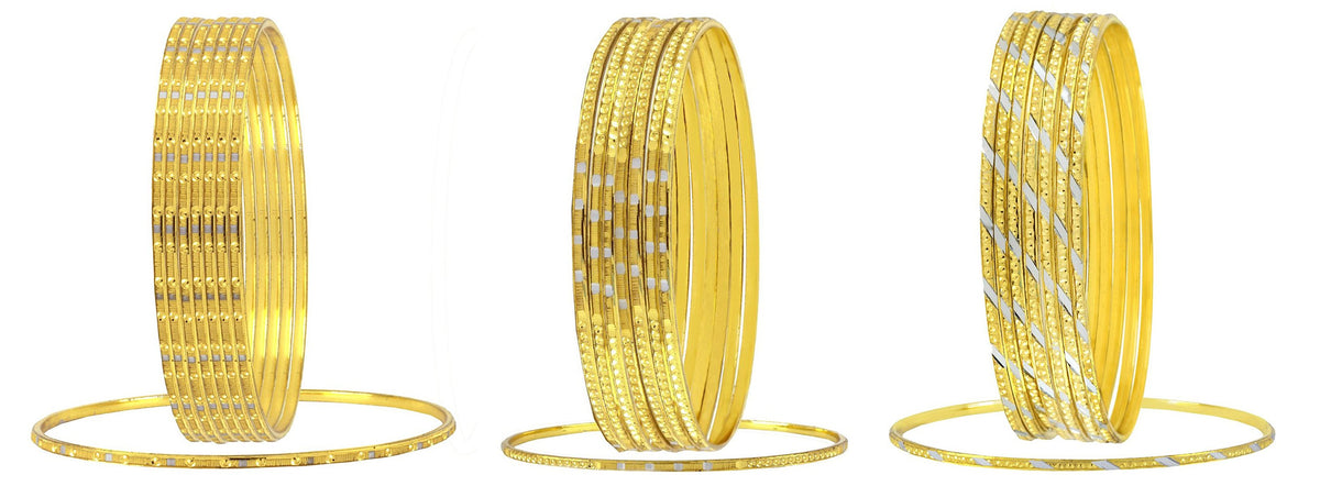 Wedding Designer 22K Gold Silver Metal Chuda Kada Bangle Set Of 8