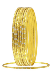 Wedding Designer 22K Gold Silver Metal Chuda Kada Bangle Set Of 8