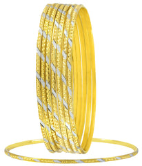 Wedding Designer 22K Gold Silver Metal Chuda Kada Bangle Set Of 8