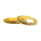 Cluster Pearls Antique 22K Gold Plated Bangle Set Of 2 (Pair) Women