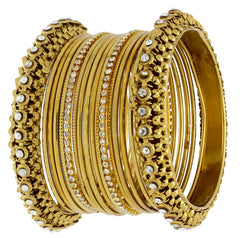 Wedding Marriage Antique Gold Chuda Bangle Set Of 19 Combo Women
