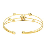 Dainty Flower 14K Gold Plated Cuff Bracelet Bangle For Women