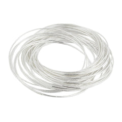 Trendy Western Shiny Rhodium Plated Slim Bangle Cluster Of 12 Women