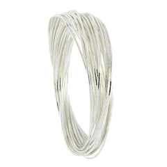 Trendy Western Shiny Rhodium Plated Slim Bangle Cluster Of 12 Women