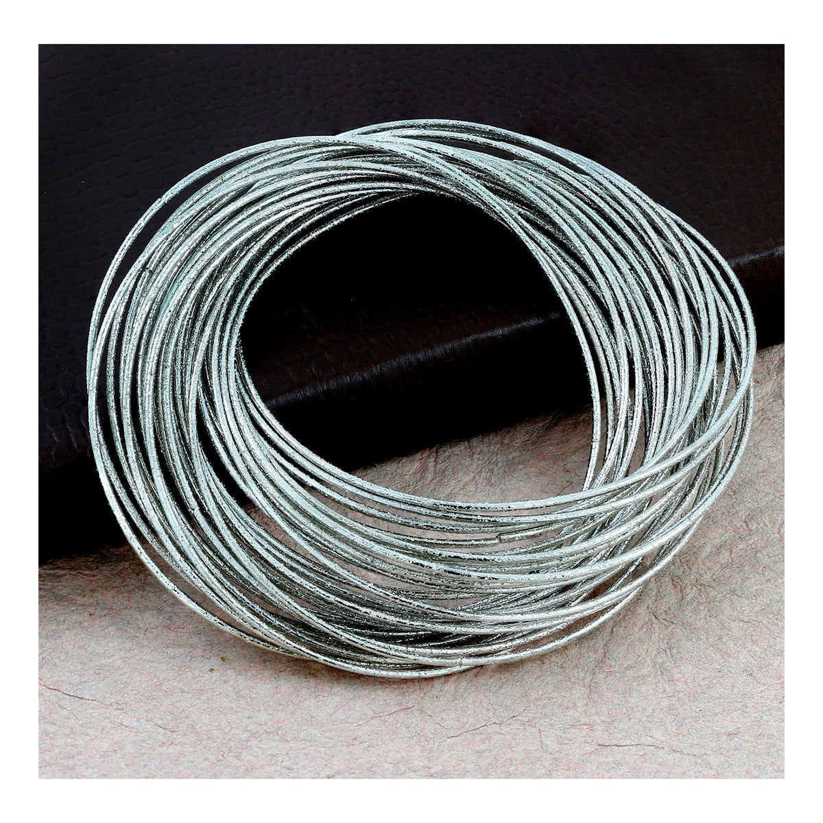 Trendy Western Shiny Rhodium Plated Slim Bangle Cluster Of 12 Women