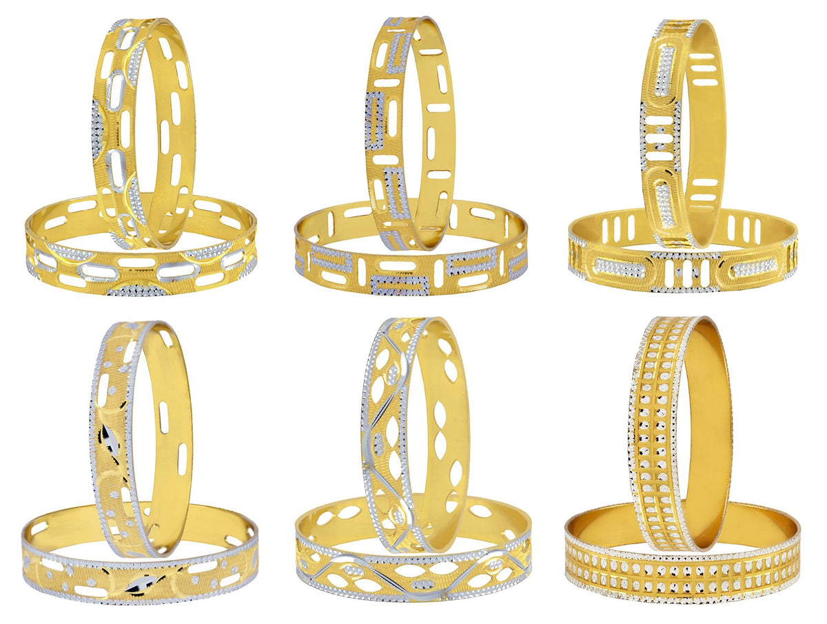 Wedding 22K Gold Rhodium Metal Chuda Kada Bangle Set Of 2 Combo