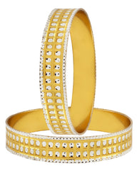 Wedding 22K Gold Plated Rhodium Metal Chuda Kada Bangle Set Of 2 Women