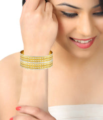 Wedding 22K Gold Plated Rhodium Metal Chuda Kada Bangle Set Of 2 Women