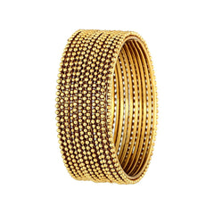 Wedding 22K Antique Gold Plated Chuda Kada Bangle Set Of 12 For Women