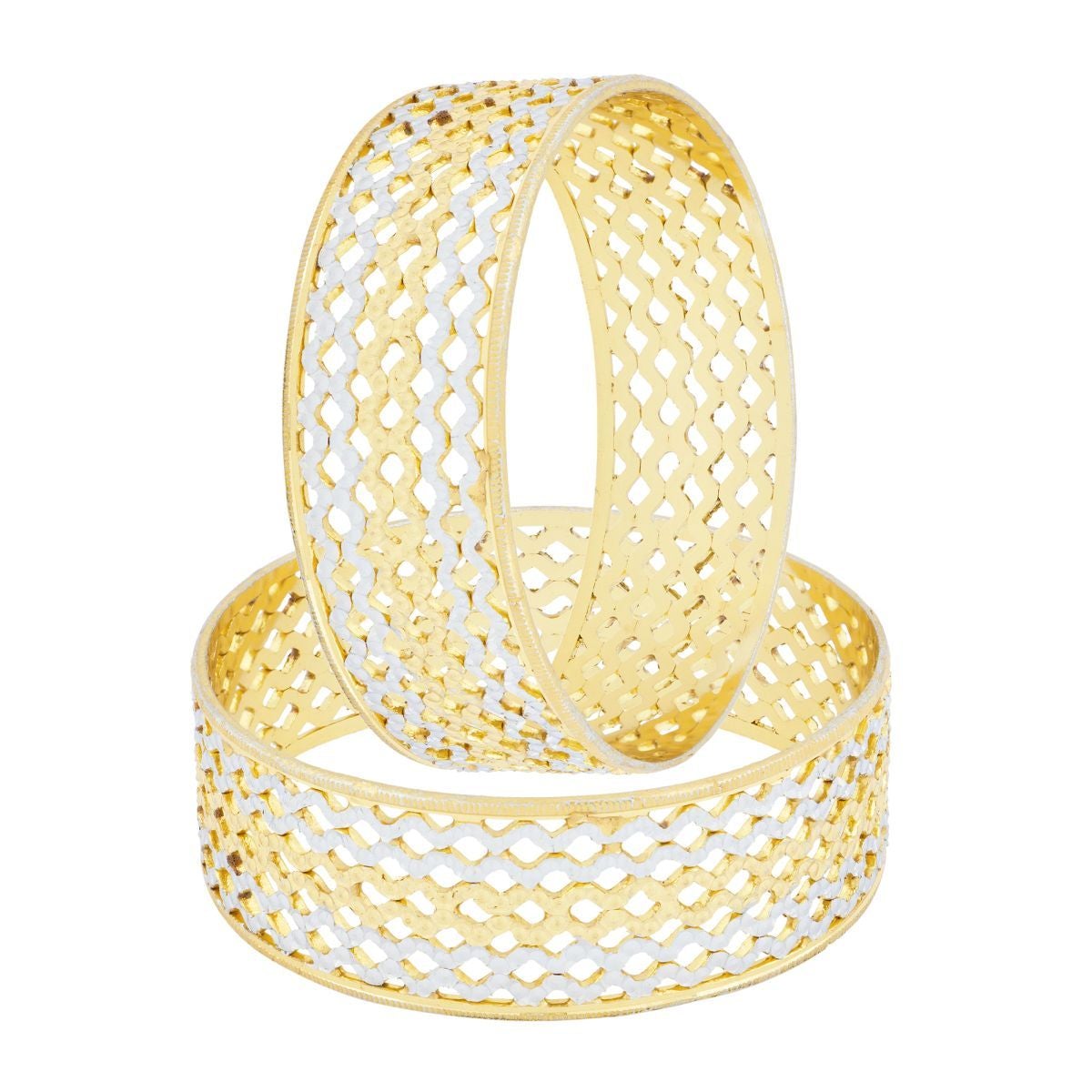 Traditional 22K Gold & Rhodium Filigree Bangle Pair Set Of 2 Women