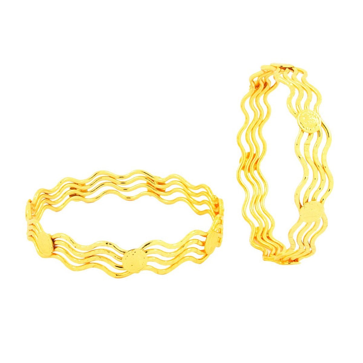 Queen Elizabeth Wedding 22K Gold Plated Bangle Pair Set Of 2 For Women