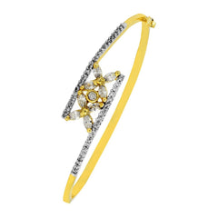 Marquise Flower Cz 18K Gold Openable Bangle Kada Bracelet Girls Women