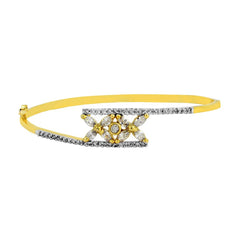 Marquise Flower Cz 18K Gold Openable Bangle Kada Bracelet Girls Women