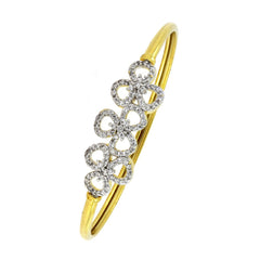 Four Flower Cz 18K Gold Openable Bangle Kada Bracelet Girls Women
