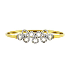Four Flower Cz 18K Gold Openable Bangle Kada Bracelet Girls Women