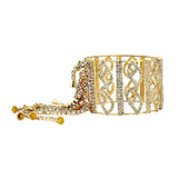Free Size Embellished Cz 14K Gold Kada Bracelet Bangle Girls Women