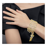 Free Size Embellished Cz 14K Gold Kada Bracelet Bangle Girls Women