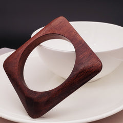 Square Brown Wooden Bangle Kada For Women