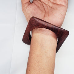 Square Brown Wooden Bangle Kada For Women