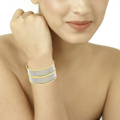 Stylish Glossy Cz 18K Gold Plated Bangle Kada Set Of 2 For Girls Women