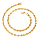 316L Surgical Stainless Steel Gold Rope Chain For Men Long 21.5